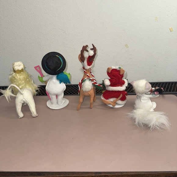 RARE Annalee Christmas Figurine Lot Snowman Reindeer Santa Mouse Lion Felt Plush - Picture 6 of 16